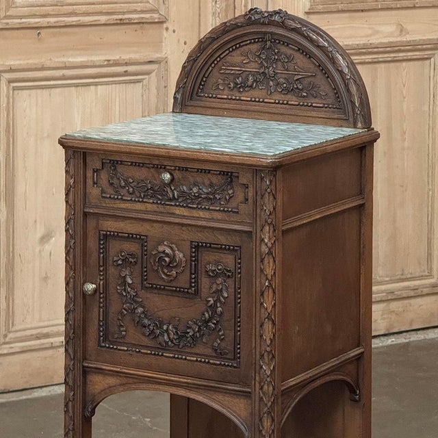 Chestnut 19th Century French Louis XVI Walnut Nightstand For Sale - Image 8 of 18
