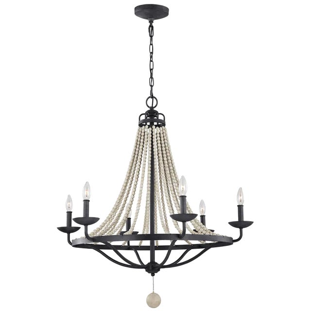 The Nori six light single tier chandelier in dark weathered zinc / driftwood grey enhances the beauty of your home with...