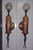 Pair of Wall Sconces in the Style of Melted Wax Candlesticks Gilt Bronze and Brass with Engraved Glass Globes A...