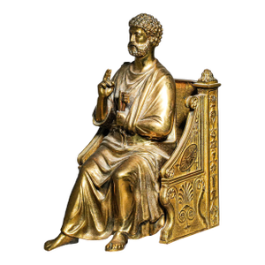 Exceptional Large Antique Gilded Bronze Statue Sculpture Saint Peter Grand Tour Catholic Religion Rome