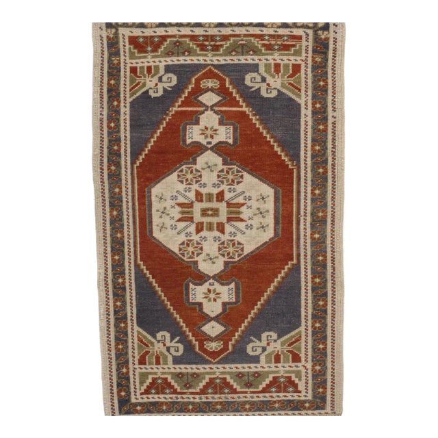 A Vintage Turkish Yastik Rug 2' X 3'2 For Sale