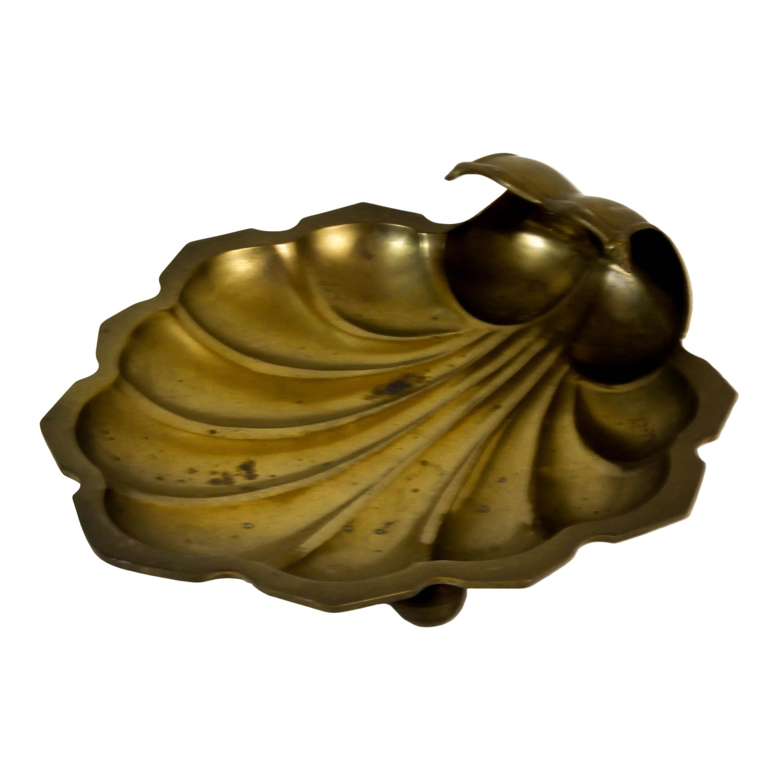 Mid Century Brass Shell Tray, Mid Century Tray, Brass Tray | Chairish
