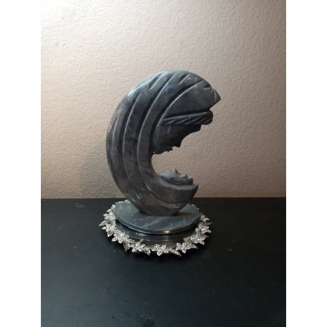 GORGEOUS Hand carved Gray Variegated Marble Madonna & Child 12" Sculpture Italy This stunning 12" sculpture of Madonna and...