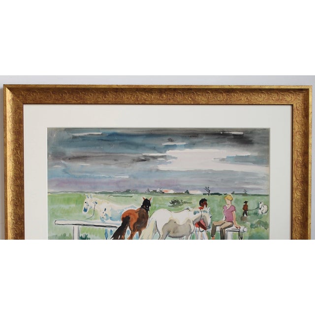 Yves Brayer, Guardians with Horses in the Camargue, 1950s, Gouache on Paper For Sale - Image 4 of 18
