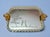 Vintage 1980s Murano glass tray, Venetian style, featuring delicate engravings and elegant gold-plated metal handles with...