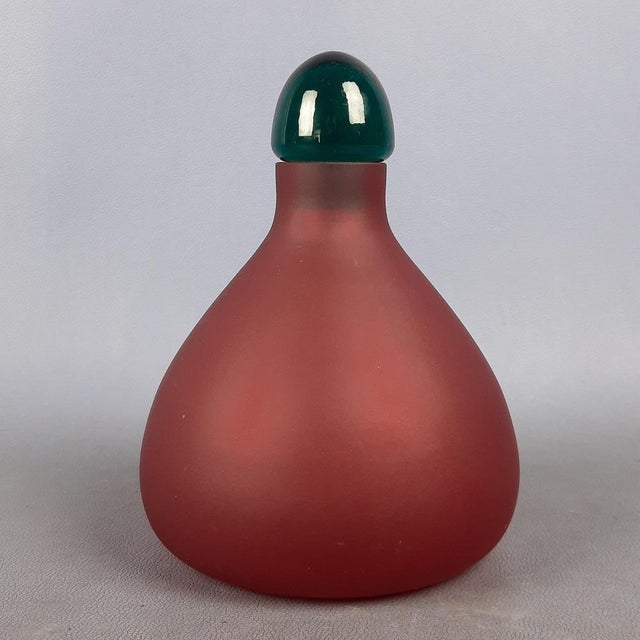 Modern Modern Murano Glass Bottles in Blue, Green & Red by V. Nason & C., 1970s, Set of 2 For Sale - Image 3 of 16