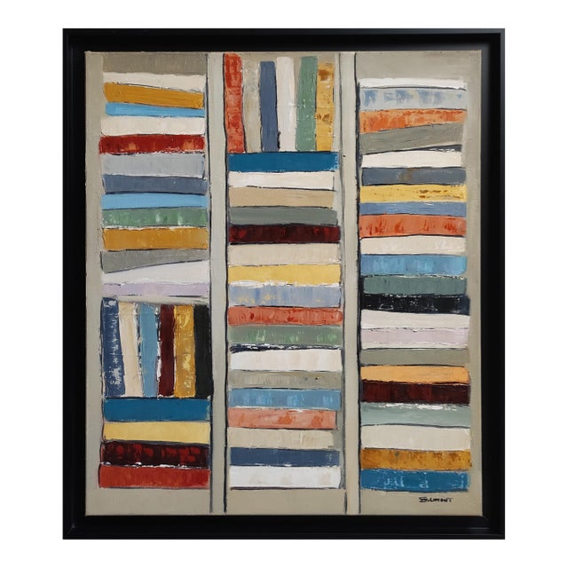 Between the Lines, Abstract Library, Contemporary, Framed by Sophie Dumont For Sale