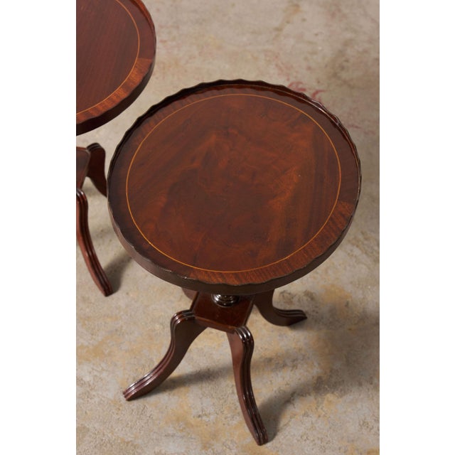 Pair English Mahogany Side Tables With Scalloped Lip (C. 1930) For Sale In Charleston - Image 6 of 11