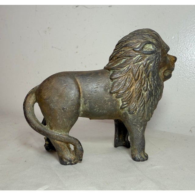 Antique Early 1900s Ac Williams Hand Painted Cast Iron Lion Still Bank For Sale In New York - Image 6 of 12