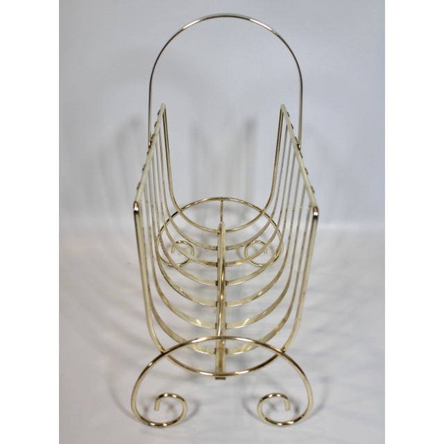 Metal 1960s Vintage French Brass Magazine Rack For Sale - Image 7 of 12