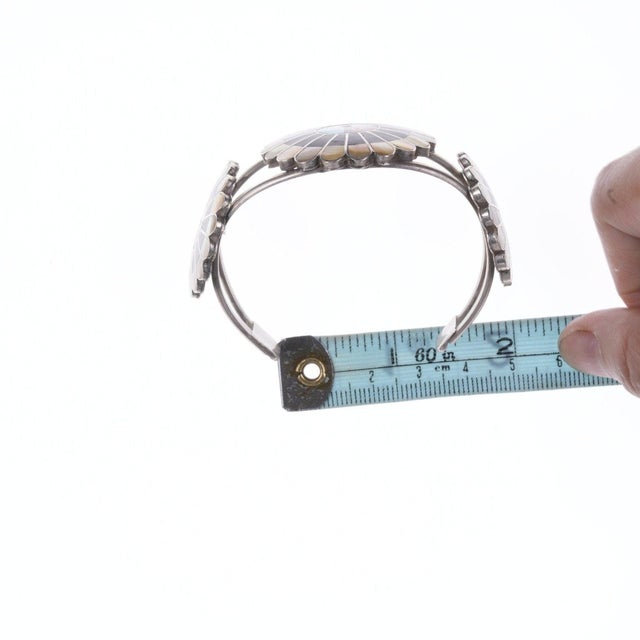6.25" Vintage Zuni Silver Multi-Stone Channel inlay bracelet For Sale - Image 9 of 10