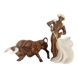 Mid Century Modern Matador + Bull | by Treasure Craft For Sale