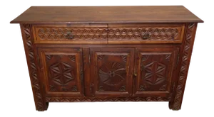 Carved Pine Sideboard, France, 1950s