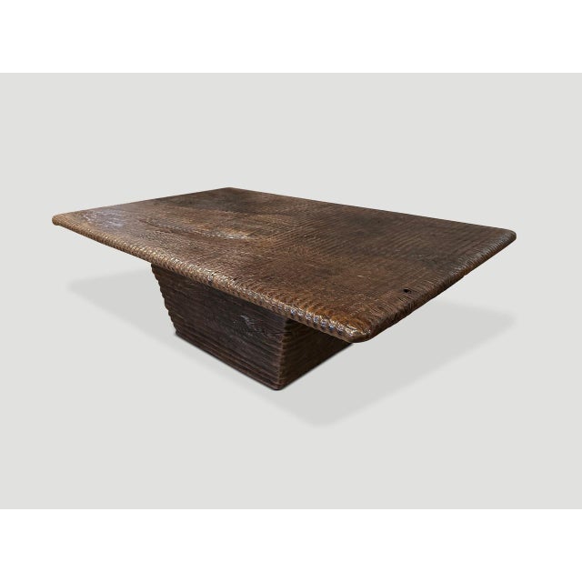 Andrianna Shamaris Impressive Minimalist Carved Coffee Table For Sale - Image 4 of 6