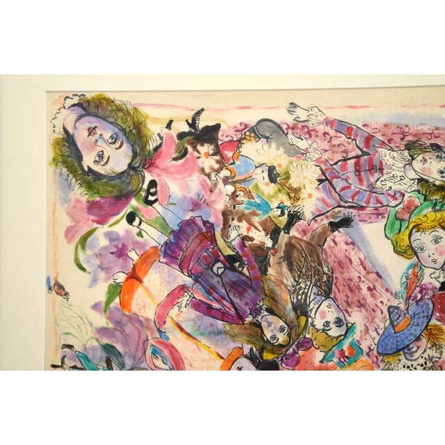 Mid-Century Modern Bettina, Dolls and Toys, 1973, Watercolor, Framed For Sale - Image 3 of 12