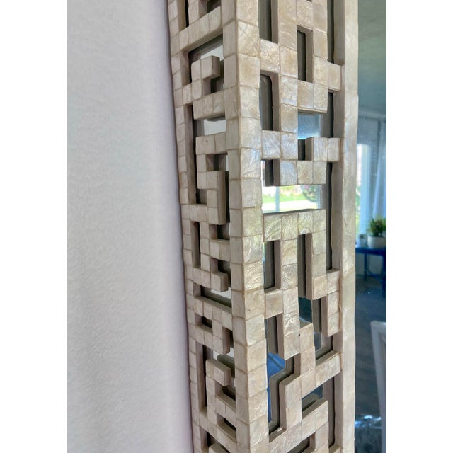 Neiman Marcus Vintage Capiz Shell Fretwork Wall Mirror For Sale - Image 9 of 12