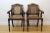 Brown Pair of Caned & Carved Wood Arm Chairs For Sale - Image 8 of 11