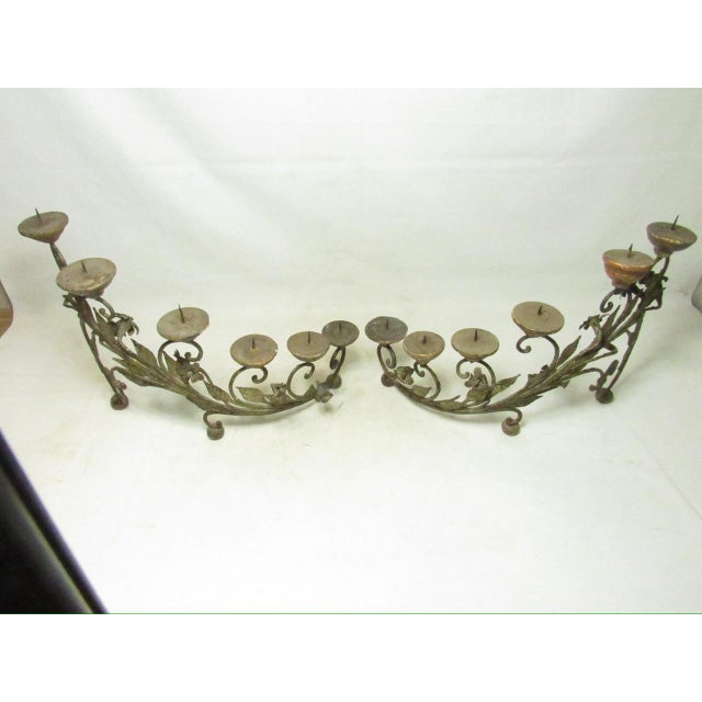 Pair of Antique Italian Wrought Iron Candelabras For Sale - Image 12 of 18