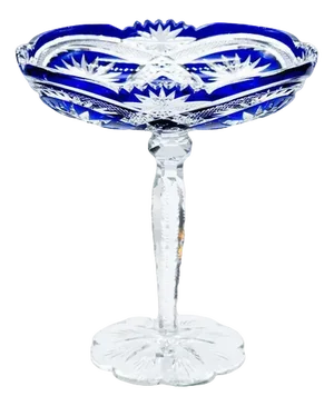 Baccarat Deep Blue Crystal Cut Glass, France, 1920s