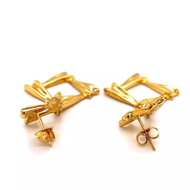 Metal Tiffany & Co. Fancy Open Square 18k Yellow Gold Dangle Earrings, 2 Pieces For Sale - Image 7 of 10
