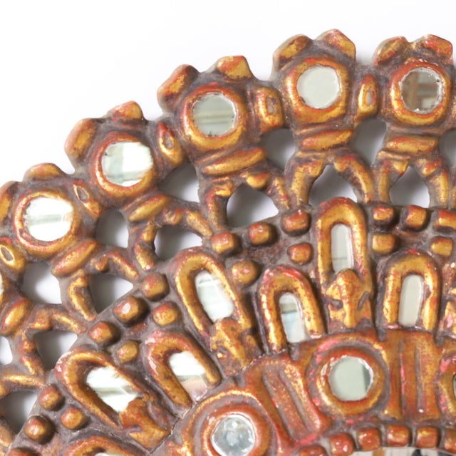 Mid-Century Modern Vintage Peruvian Gilt Wood Wall Mirror For Sale - Image 3 of 5