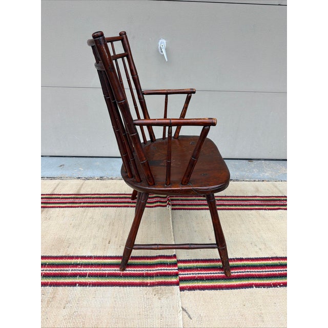 Antique Pennsylvania Butterfly & Birdcage Back Windsor Armchair, Circa 1810-1820 For Sale - Image 13 of 18