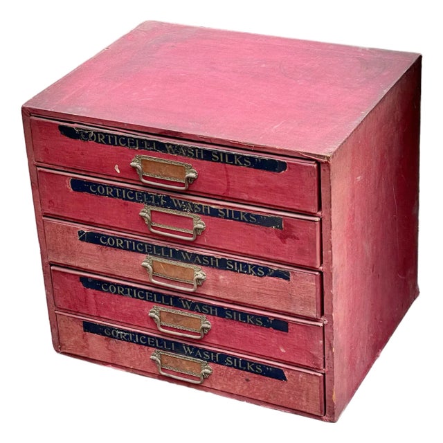 1920s Antique Specimen Case Corticelli Silk Spool Cabinet For Sale