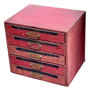 1920s Antique Specimen Case Corticelli Silk Spool Cabinet