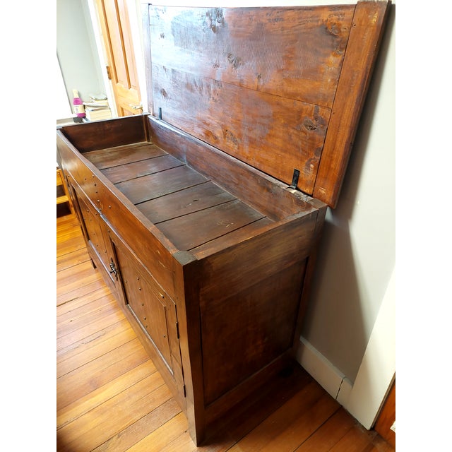 Antique French Provincial Rustic Pine & Fruitwood Lift-Top Buffet Sideboard For Sale - Image 10 of 11