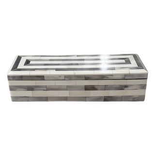 Vintage Modern Tessellated Bone Inlay Rectangular Console Box For Sale