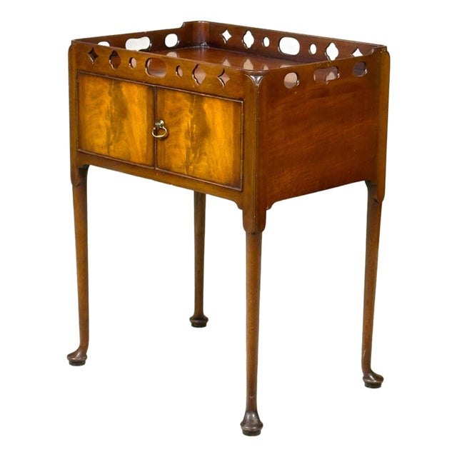 18th Century Style Side Table With Gallery Top and Storage, English For Sale