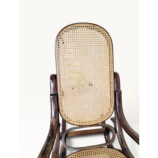 Antique Bentwood Beech and Cane Rocking Chair in the style of Thonet, 1890 For Sale - Image 17 of 18