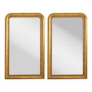 Large Pair of Vintage French Louis Philippe Style Giltwood Mirrors For Sale