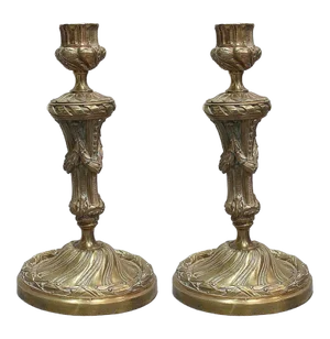 19th Century Louis XVI Style Gilt Bronze Candleholders, Set of 2