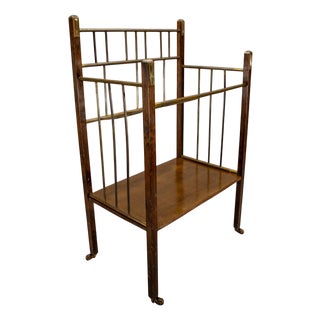 Art Nouveau Brass and Walnut Magazine or Music Stand, Germany, 1920 For Sale
