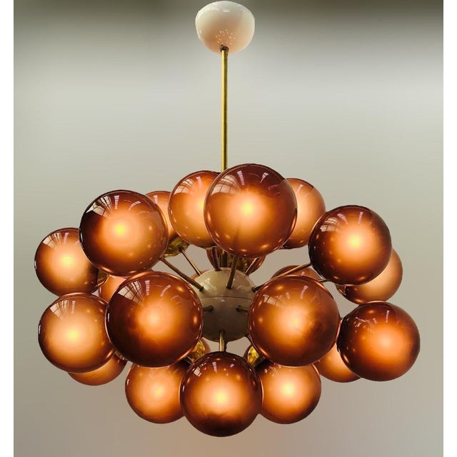 Not Yet Made - Made To Order 21st Century Ovale Natural Brass Frosted Amethyst Murano Sputnik Chandelier by Fabio LTD For Sale - Image 5 of 9