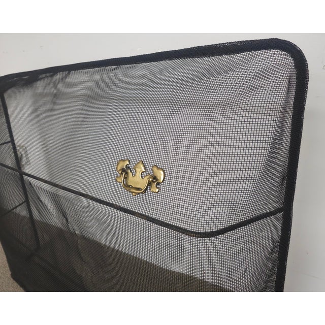 20th Century Neoclassical Large Wire Mesh and Brass Fireplace Screen For Sale - Image 10 of 11
