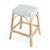 Robias 24.5 in. Seat Height Rectangular Rattan Backless Counter Stool with Footrest, White/Sky Blue Dot / Natural Rattan Frame For Sale - Image 9 of 9