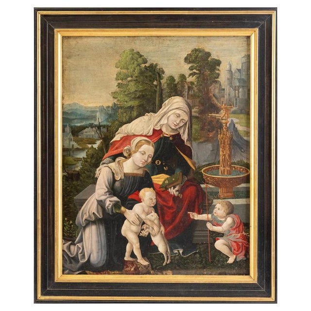 Flemish School, Virgin and Child, 16th Century, Oil on Panel For Sale - Image 7 of 7