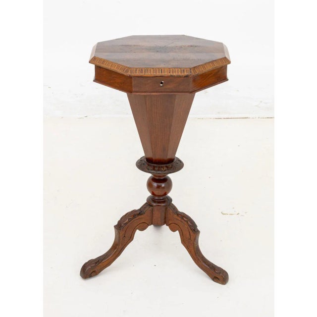 Victorian Victorian Walnut Trumpet Sewing Table For Sale - Image 3 of 6