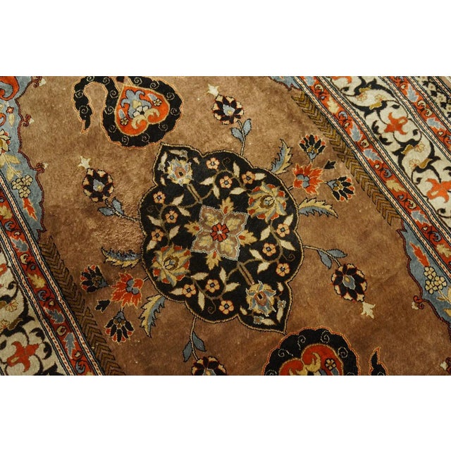 Auburn 1960s Brown Medallion Contemporary Chinese Silk Rug 3' 5''x 5' 7'' Knotted Wool Carpet For Sale - Image 8 of 12