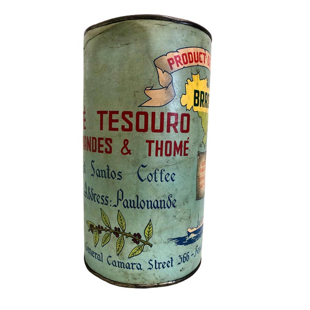 Early 20th Century Antique Brazilian Coffee Tin For Sale - Image 5 of 8
