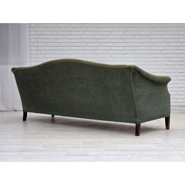 Green 3-Seater Danish Sofa in Green Furniture Velour, 1960s For Sale - Image 8 of 15