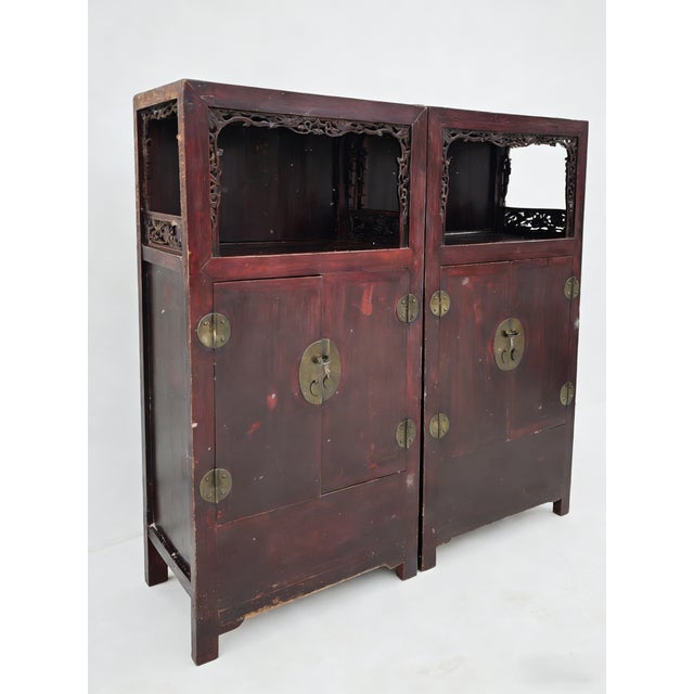 Antique Open-Shelf Elm Display Cabinet For Sale - Image 4 of 5