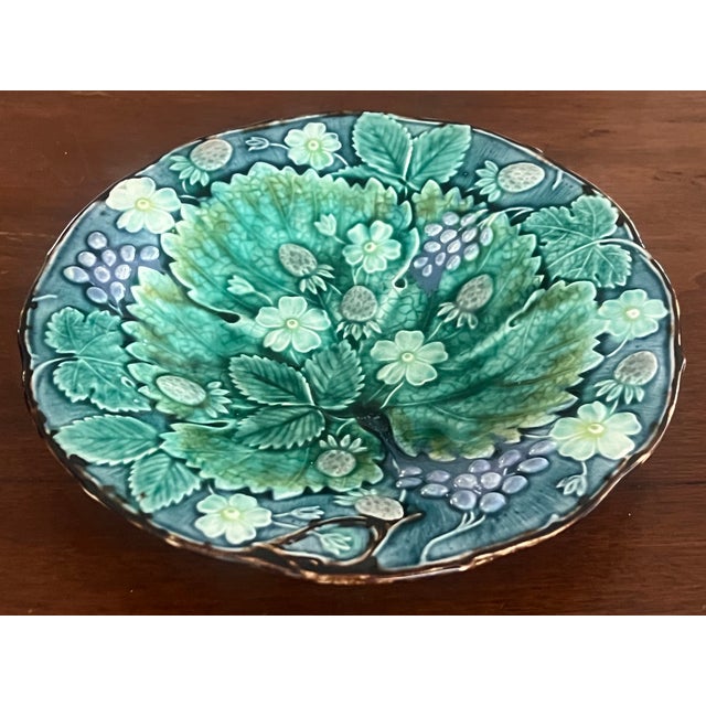 Blue Antique Swedish Majolica Plate by Rörstrand , C. 1880's For Sale - Image 8 of 11