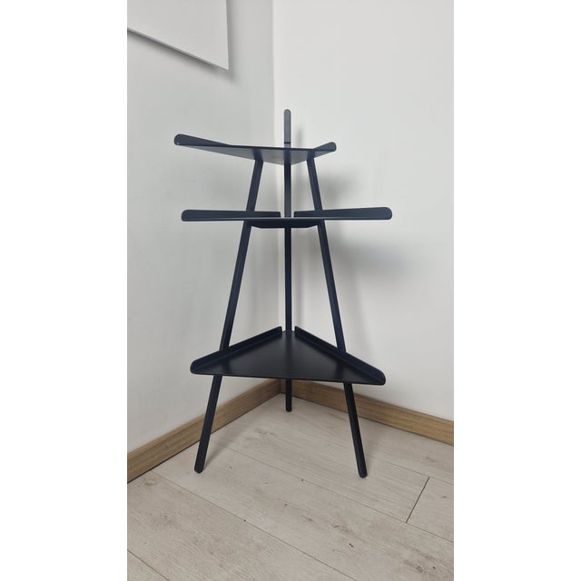 1980s Design Corner Unit, Trio Model, Black Lacquered Wood, by Achille Castiglioni for Interflex For Sale - Image 3 of 11