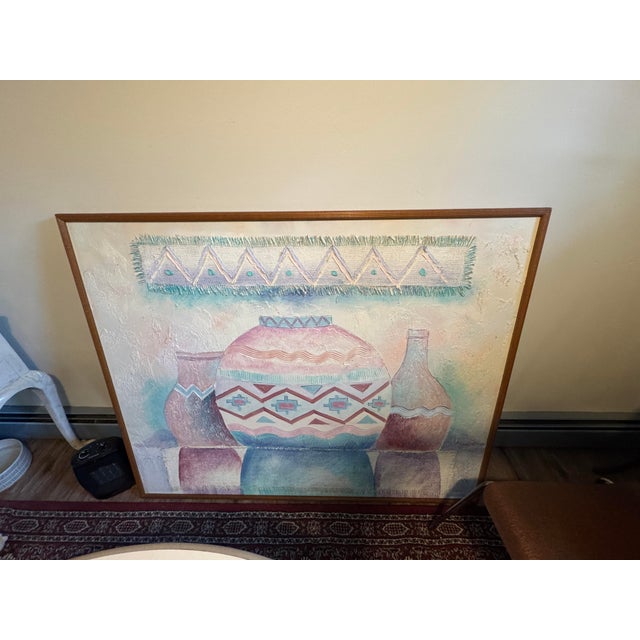 Pink Huge S. McGrow Acrylic on Burlap Painting For Sale - Image 8 of 10