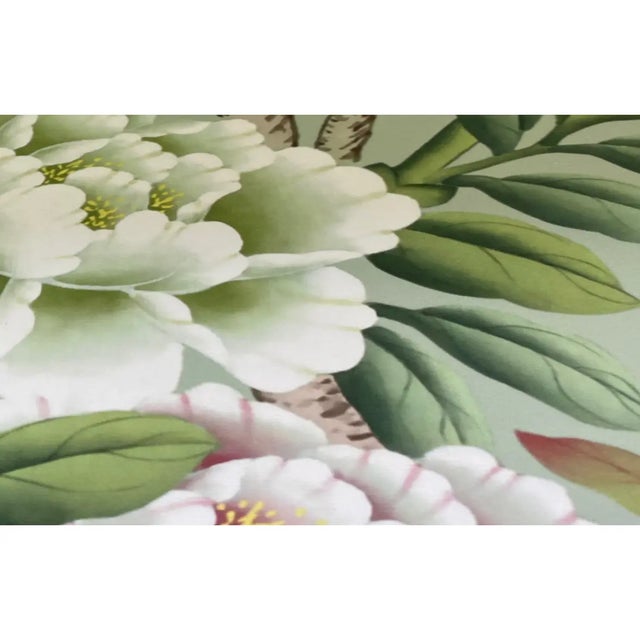 Paper 30"*60"/Panel, Handmade Aqua Green Chinoiserie Wall Art, No Frame, Tea Paper For Sale - Image 7 of 8