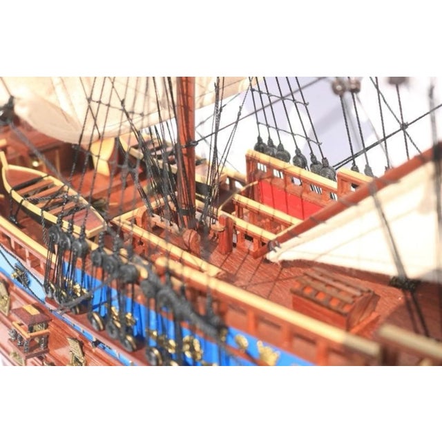 Exquisite Handcrafted Wooden Ship Model – Luxury Nautical Home Decor Statement Piece for Modern Interiors For Sale - Image 10 of 13