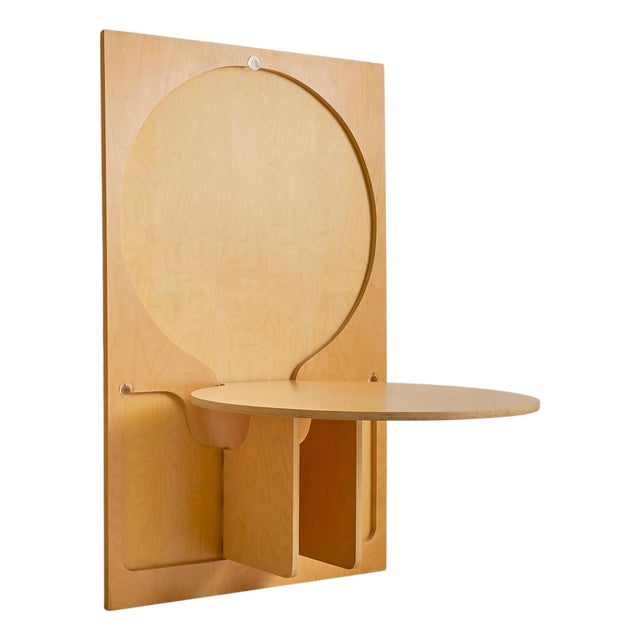Italian Birch Wall-Mounted Folding Table Attributed to Anonima Design for Bonetto, 1970 For Sale